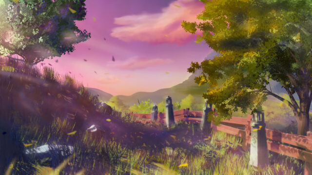 Anime Inspired Sunset Countryside Landscape for Desktop Wallpaper