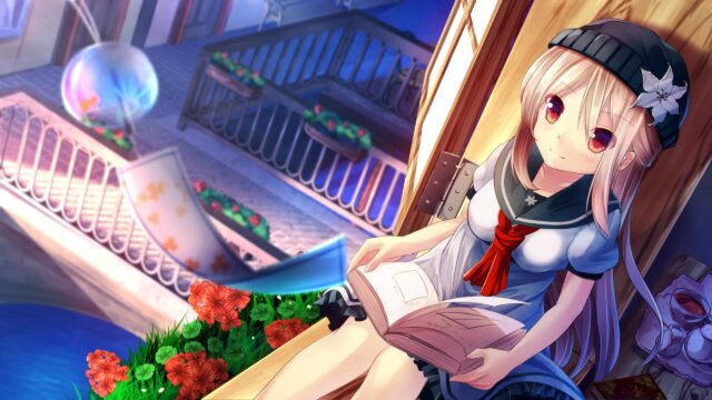 Anime Girl Reading Book on Balcony 4K PC Wallpaper