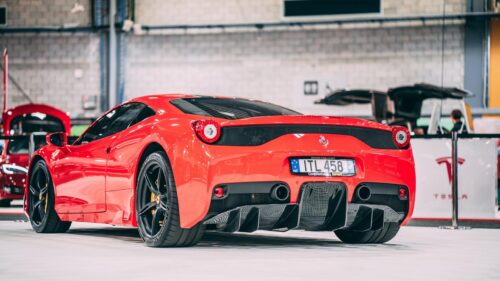 Stunning Red Ferrari 458 Italia Rear View Supercar 4K Wallpaper