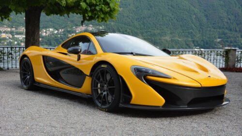Stunning Yellow McLaren P1 Supercar Parked by Lake Como 4K Wallpaper