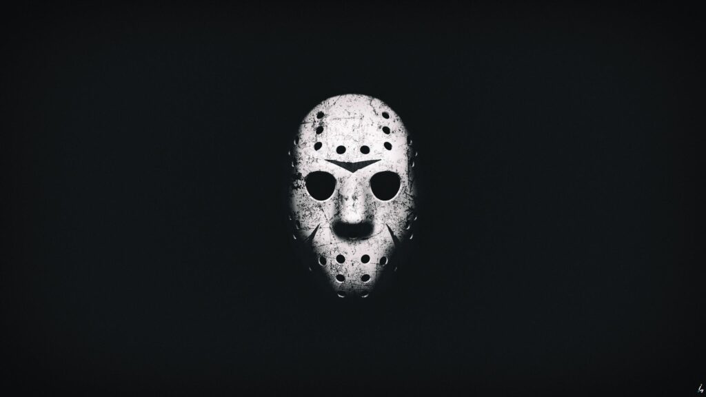 Minimalist Jason Voorhees Friday the 13th Hockey Mask 4K Desktop Wallpaper
