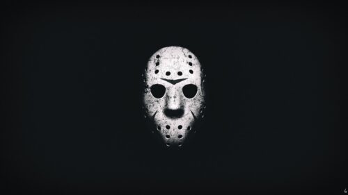 Minimalist Jason Voorhees Friday the 13th Hockey Mask 4K Desktop Wallpaper