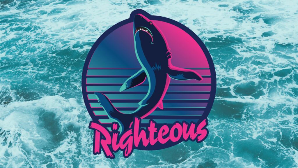 Retro Synthwave Shark Design with Ocean Waves Background 4K Wallpaper