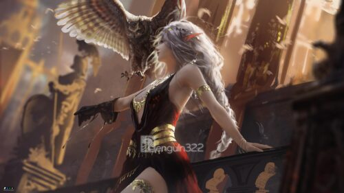 Beautiful Elf Archer with Owl Fantasy Art 4K PC Wallpaper