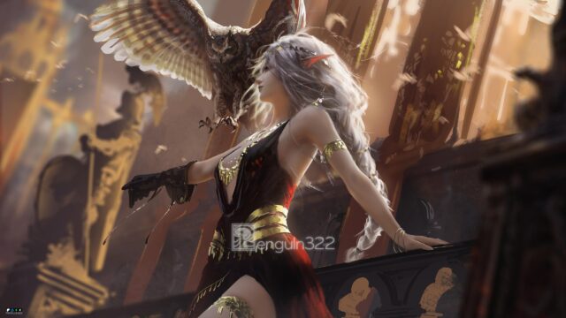 Beautiful Elf Archer with Owl Fantasy Art 4K PC Wallpaper