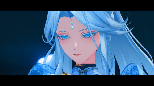 Stunning Anime Character with Glowing Blue Eyes and Hair 4K Desktop Wallpaper