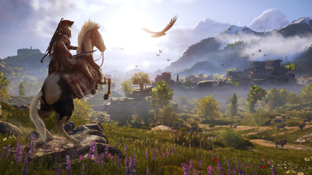 Epic Spartan Warrior Horseback Rider in Ancient Greece 4K Desktop Wallpaper