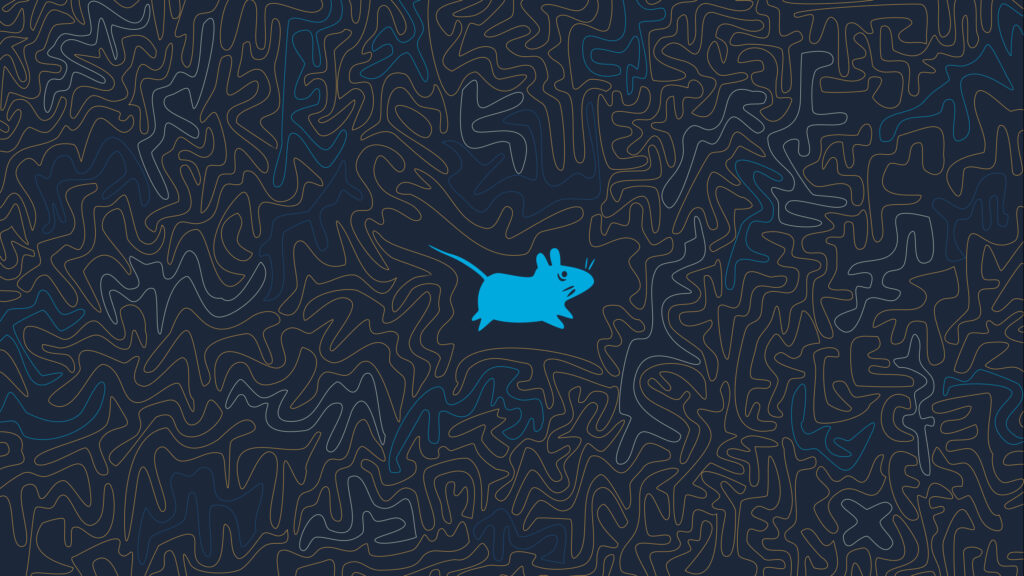 Minimalist Blue Mouse Surrounded by Abstract Line Art Desktop Wallpaper