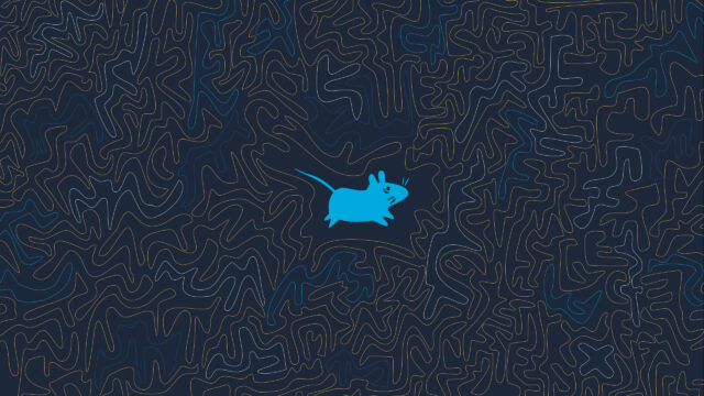Minimalist Blue Mouse Surrounded by Abstract Line Art Desktop Wallpaper