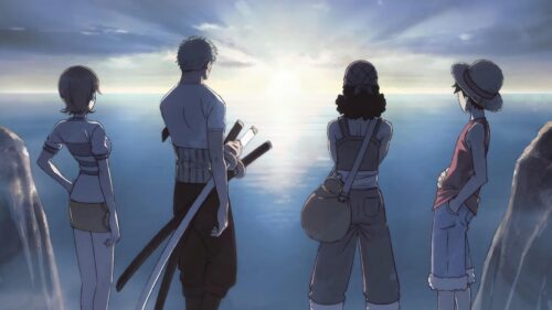 One Piece Straw Hat Crew Watching the Sunrise High Definition PC Wallpaper