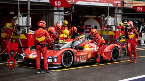 Ferrari AF Corse 499P Hypercar Pit Stop 4K Desktop Wallpaper