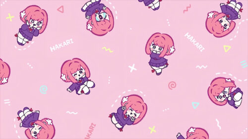 Cute Chibi Hakari Hanazono Anime Pattern 4K Desktop Wallpaper