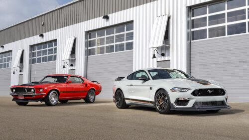 Classic and Modern Ford Mustang Mach 1 Evolution Desktop Wallpaper