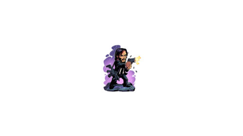 Chibi John Wick Tactical Action Scene 4K Desktop Wallpaper