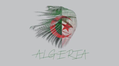 Algerian Flag Artistic Human Silhouette Design 4K Desktop Wallpaper