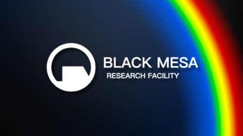 Minimalist Black Mesa Research Facility Logo with Rainbow Spectrum 4K Wallpaper