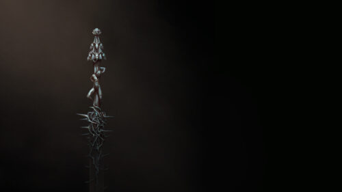 Gothic Sword with Entwined Human Figure Dark Fantasy Art 4K Wallpaper