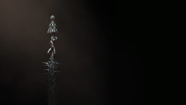 Gothic Sword with Entwined Human Figure Dark Fantasy Art 4K Wallpaper