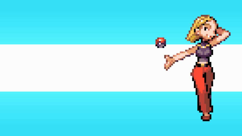 Pixel Art Pokemon Trainer Woman Minimalist Aesthetic Desktop Wallpaper