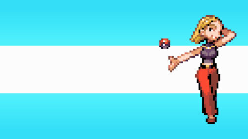 Pixel Art Pokemon Trainer Woman Minimalist Aesthetic Desktop Wallpaper