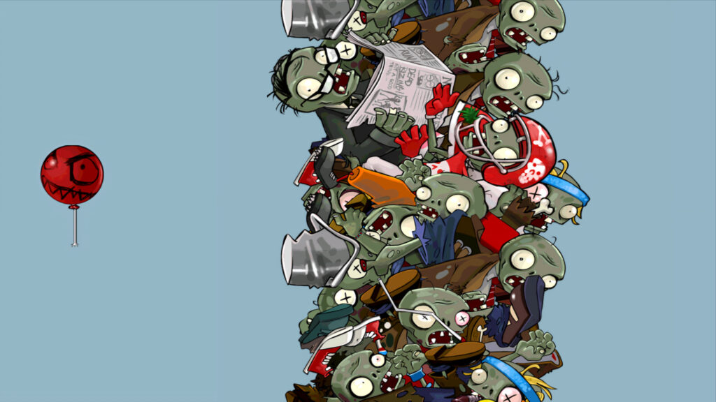 Plants vs Zombies Chaos Group of Zombies with Red Balloon 4K Desktop Wallpaper