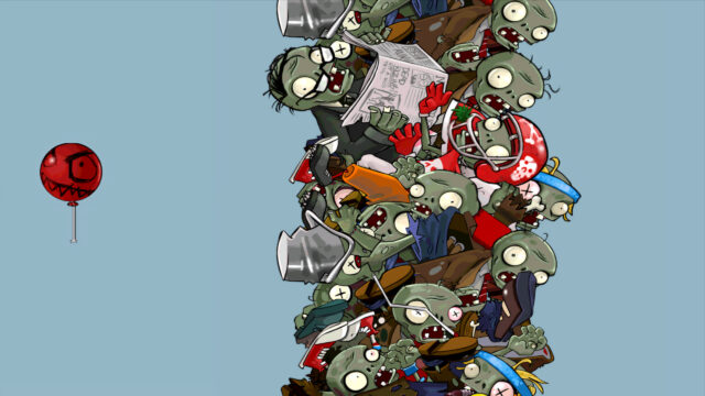 Plants vs Zombies Chaos Group of Zombies with Red Balloon 4K Desktop Wallpaper