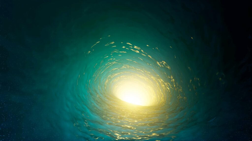 Abstract Underwater Light Tunnel Digital Art 4K Desktop Wallpaper