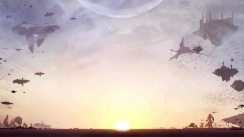 Epic Fantasy vs Sci-Fi Battle at Sunset 4K Desktop Wallpaper