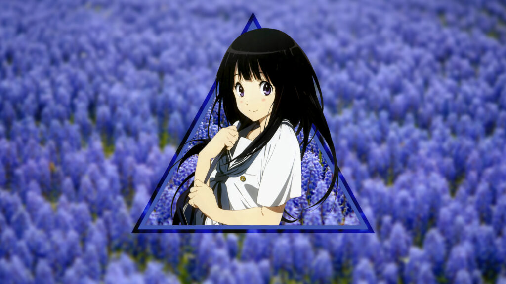 Eru Chitanda Hyouka Anime Character in a Purple Flower Field Desktop Wallpaper