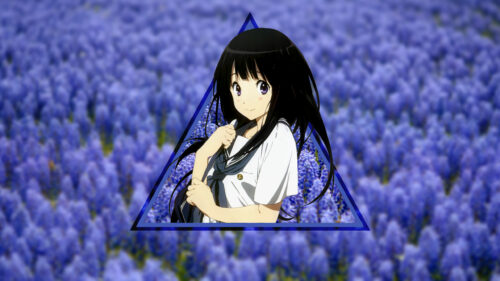 Eru Chitanda Hyouka Anime Character in a Purple Flower Field Desktop Wallpaper
