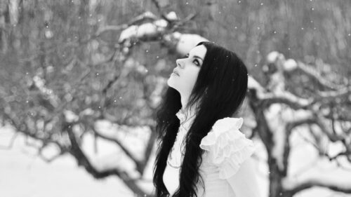 Gothic Beauty in Winter Snow Landscape High Resolution Desktop Wallpaper