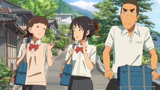 Mitsuha Miyamizu and Friends Walking Through Itomori Town Anime 4K Desktop Wallpaper