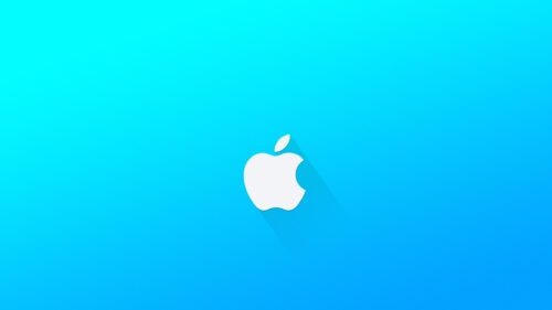 Minimalist Apple Logo with Soft Blue Gradient Background 4K Desktop Wallpaper