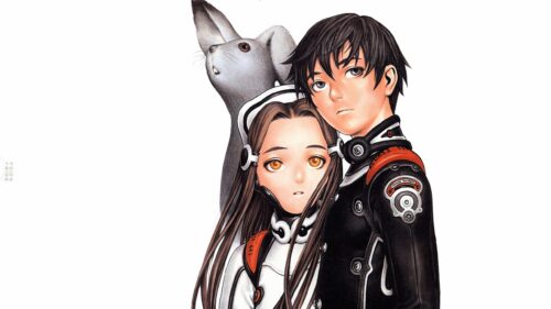 Anime Boy and Girl with Rabbit Companion Sci-Fi Character Illustration 4K Wallpaper