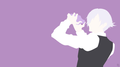 Minimalist Anime Bartender Shaking a Cocktail 4K Desktop Wallpaper