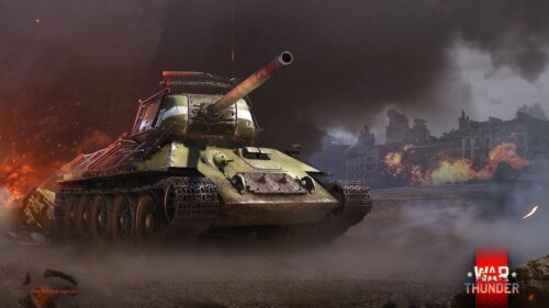 T-34 Soviet Tank War Thunder Battle Scene Desktop Wallpaper