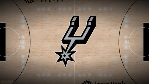 San Antonio Spurs Basketball Court Logo Center Court 4K Desktop Wallpaper