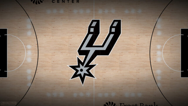 San Antonio Spurs Basketball Court Logo Center Court 4K Desktop Wallpaper