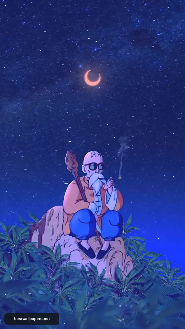 Master Roshi Zen Vibes: Dragon Ball Z Night Sky Aesthetic Wallpaper