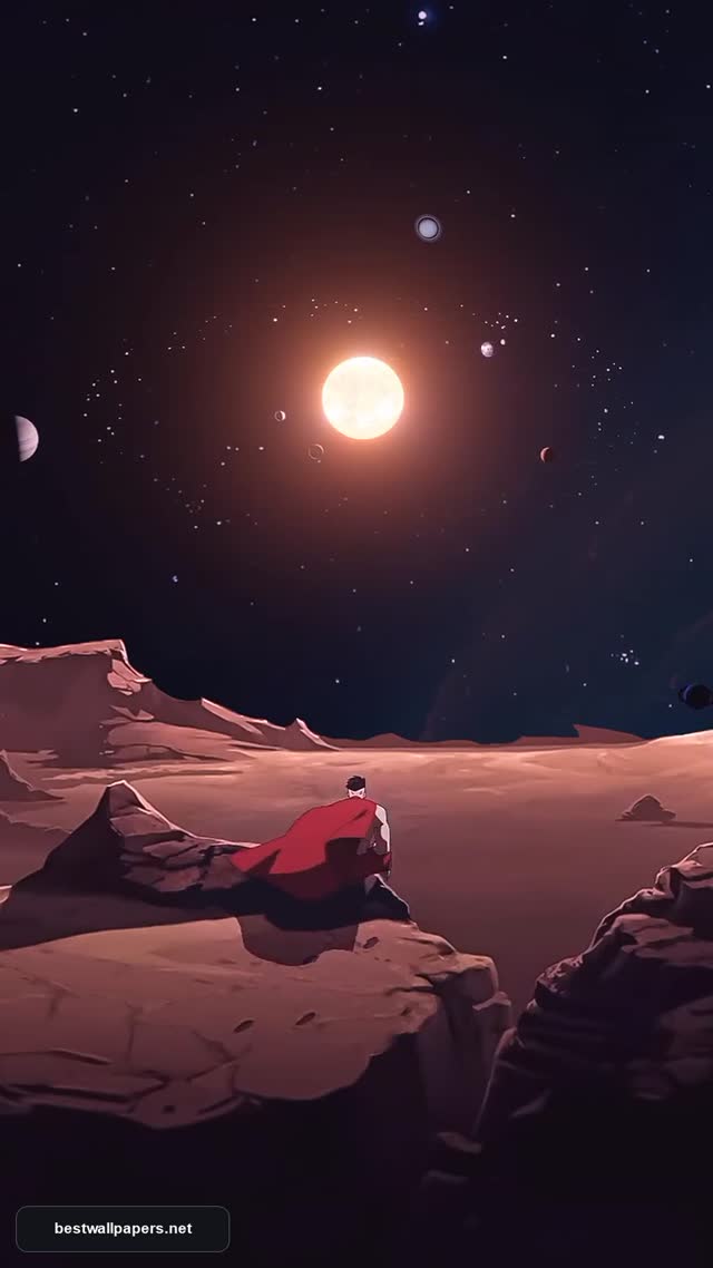 Invincible Superhero Sitting on Alien Planet Space Wallpaper