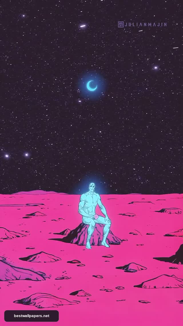 Dr. Manhattan on Mars Aesthetic Phone Wallpaper | Surreal Sci-Fi Art