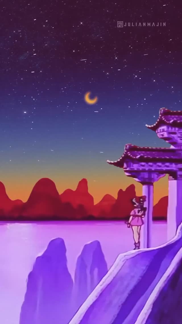 Zen Moonlight Pagoda Silhouette Animated Live Wallpaper