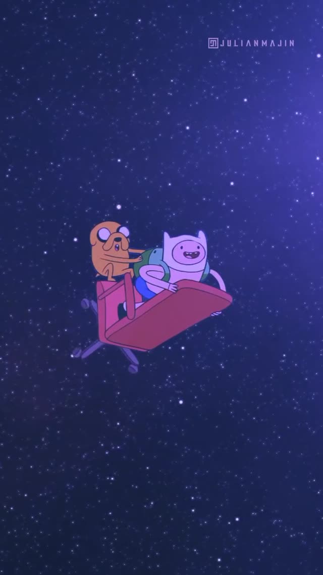 Finn and Jake Floating in Space Animated Live Wallpaper