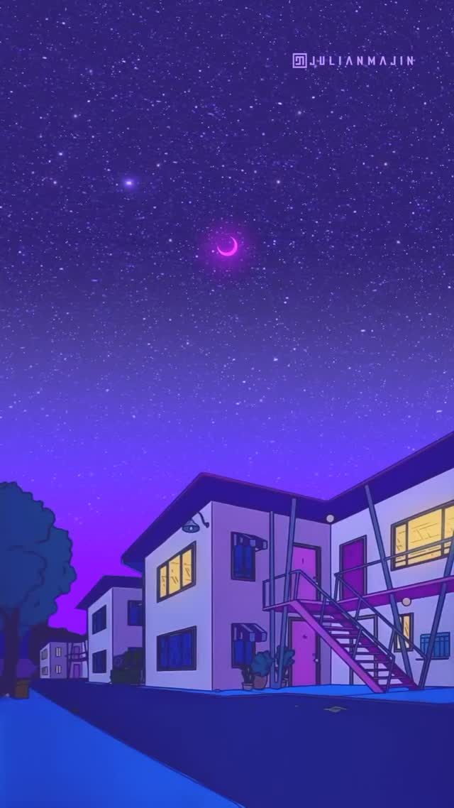 Night Apartment Aesthetic Neon Purple Sky Live Wallpaper