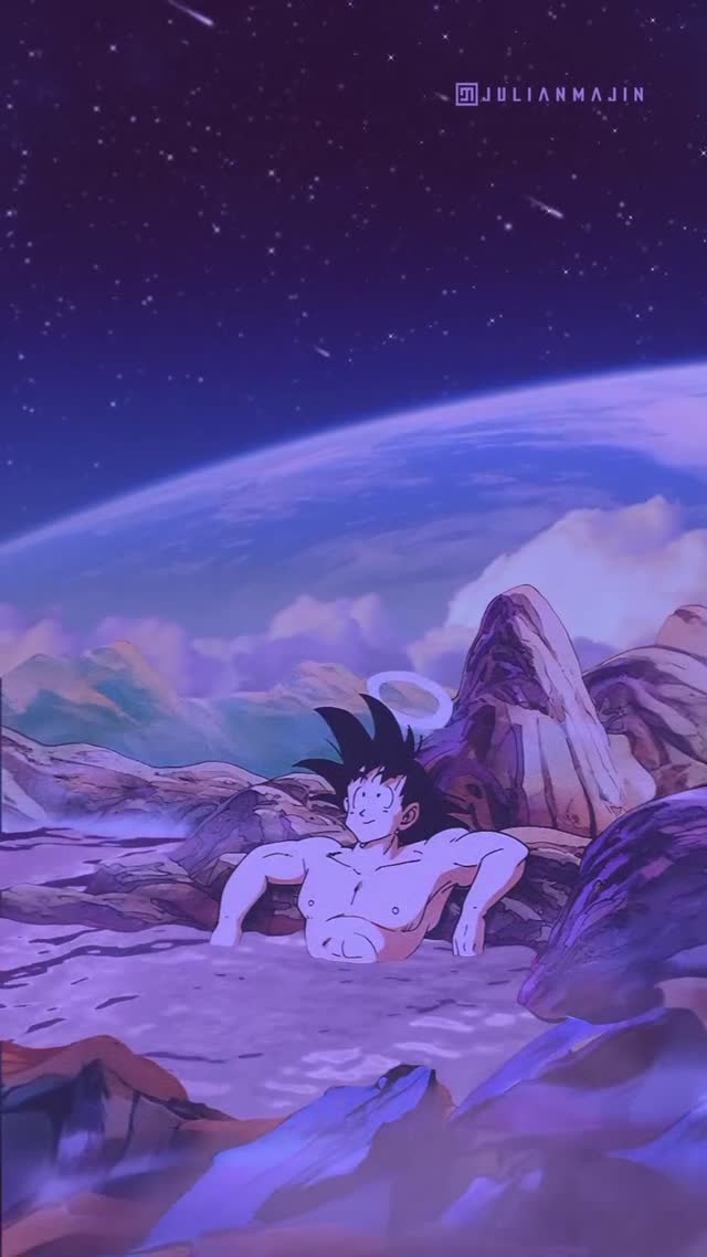 Goku Relaxing in Space Cosmic Oasis Animated Live Wallpaper