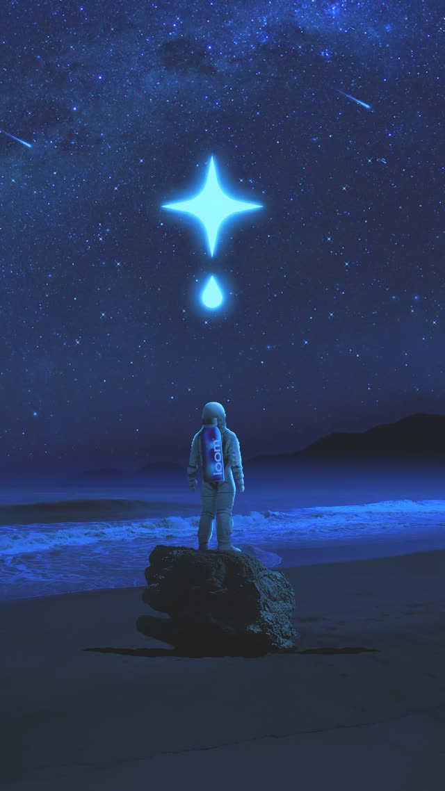 Astronaut Stargazing by the Sea Animated Live Wallpaper