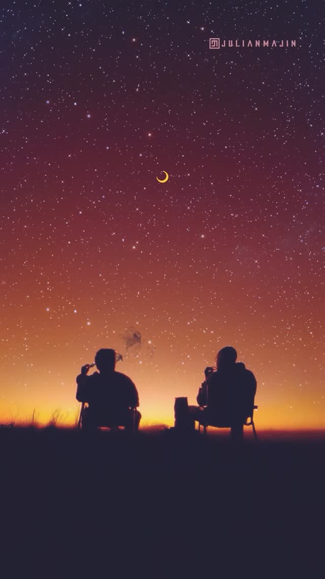 Starry Night Camping Couple Live Wallpaper for Phone Screen