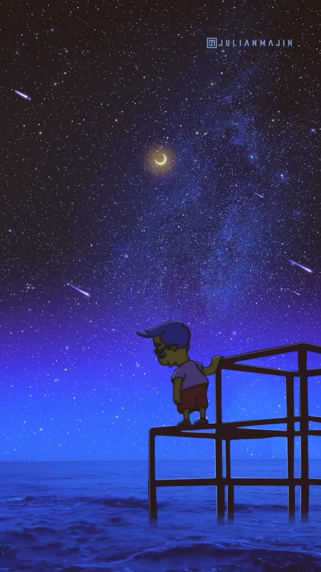 Stargazing Boy Under a Starry Night Sky Live Wallpaper