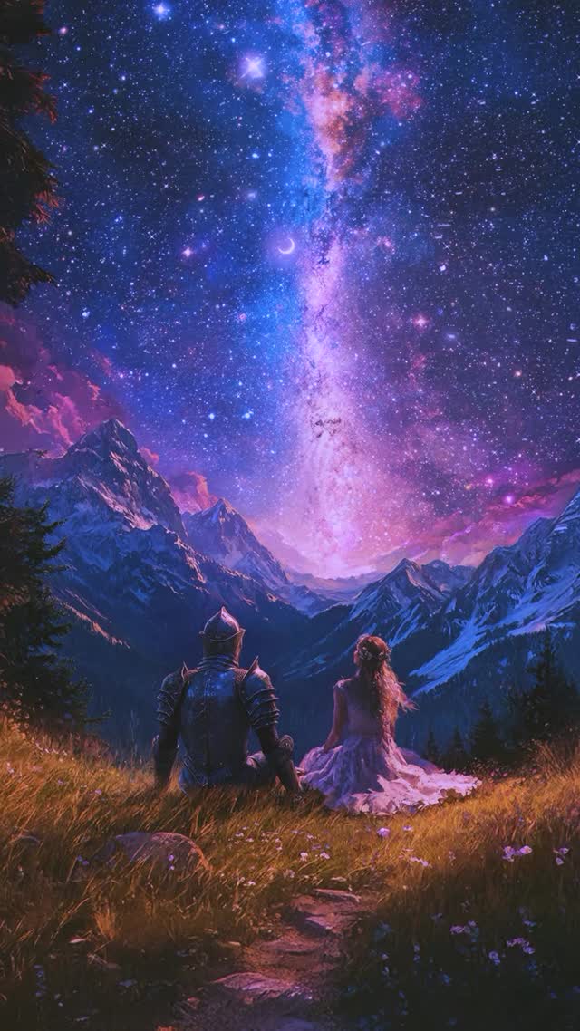 Knight and Princess Under the Galaxy Live Wallpaper