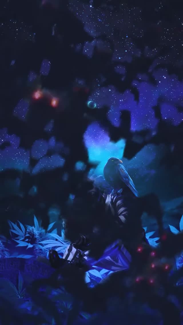 Mystical Midnight Raven Forest Starry Night Live Wallpaper